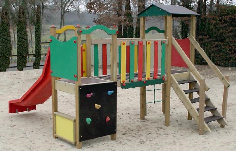 Structure de jeux pour enfants JA 02 - 2 à 6 ans - 3,50 x 2,70 m - Pin Nord Rouge Finlande_0