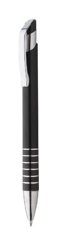 Stylo à bille en plastique - grip aluminium - clip métal - encre bleue - couleur noir_0