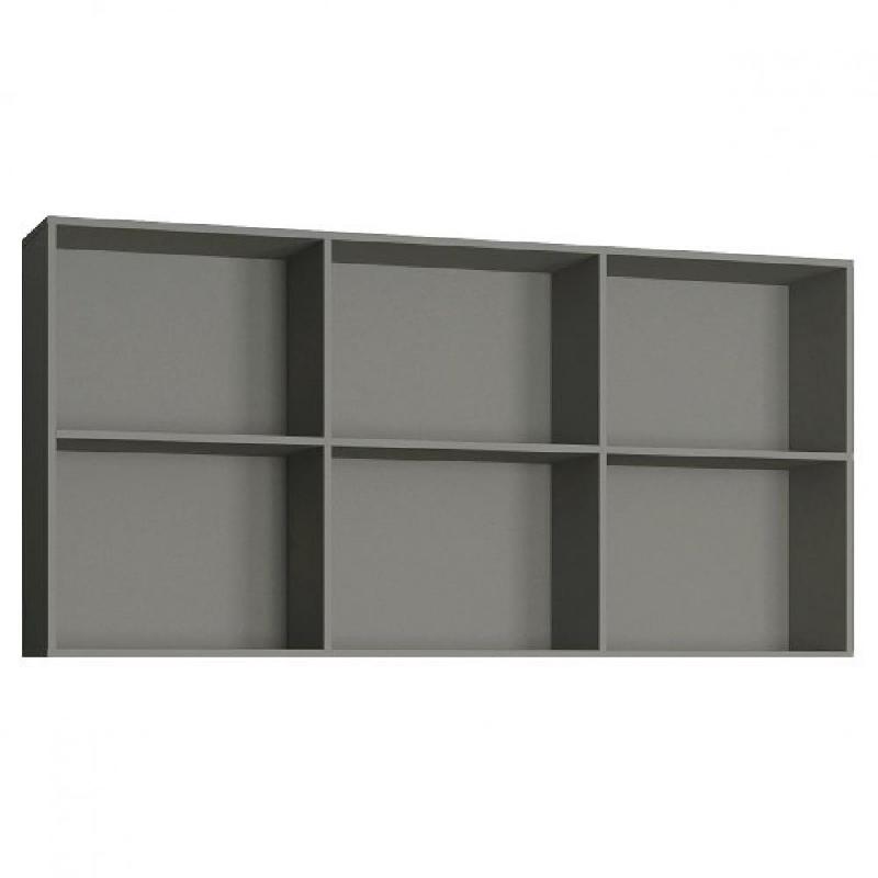 Surmeuble 6 niches de rangement pour lit escamotable horizontal 90x200 cm - Hauteur 106 cm - Finition gris mat_0