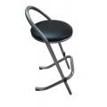 Tabouret de bureau luxe - empilable par 10 - piétement tube 32x1,50 mm - assise rembourrée vinyle noir_0