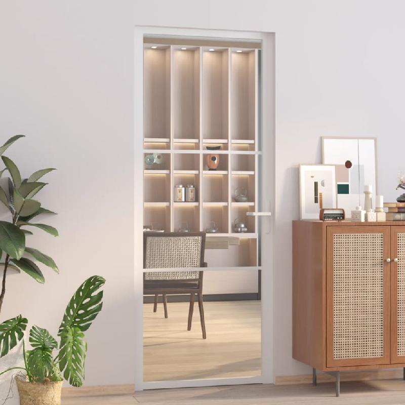 Vidaxl porte intérieure 83x201,5 cm blanc verre esg et aluminium 350569_0