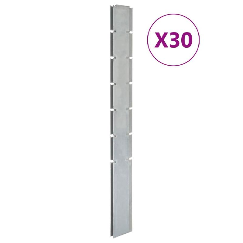 Vidaxl poteaux de clôture 30 pcs argenté 180 cm acier galvanisé 3196206_0