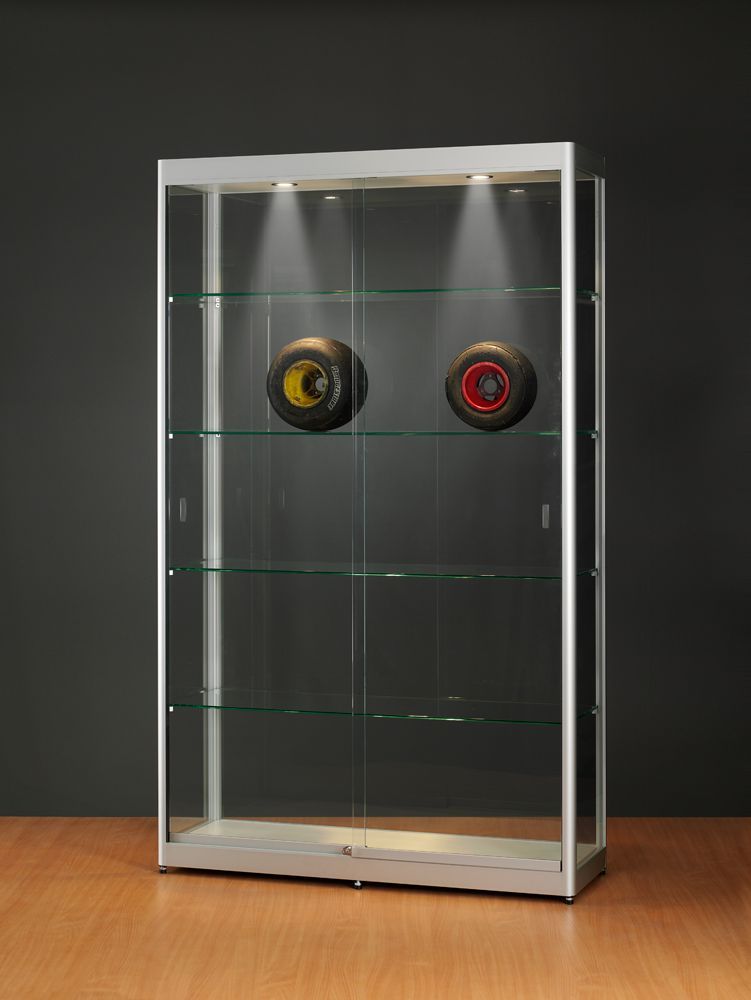 Vitrine haute argent l 120 cm avec structure aluminium et éclairage led_1