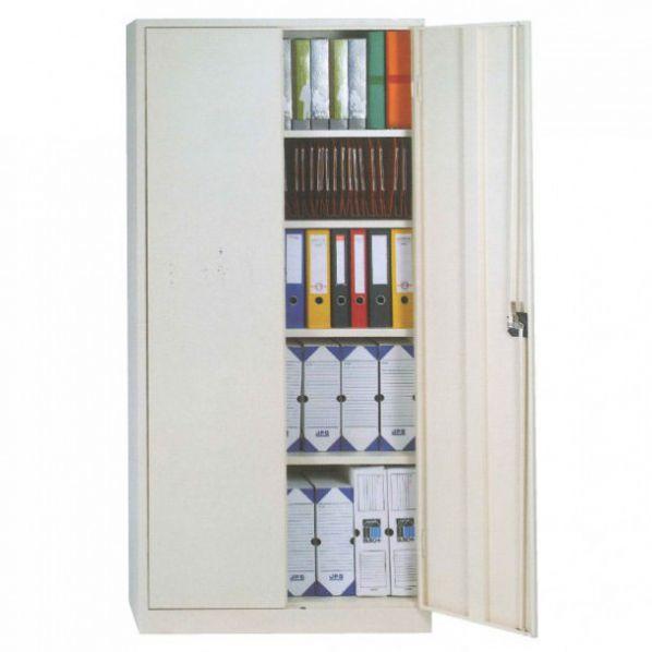 Armoire à portes battantes H 1945 x L 1200 mm - Coloris ivoire - Polyvalente et pratique pour le rangement_0