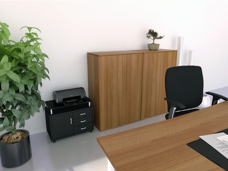 Armoire basse à portes battantes Push Open Ellis - 80x121 cm - Bois mélaminé_0