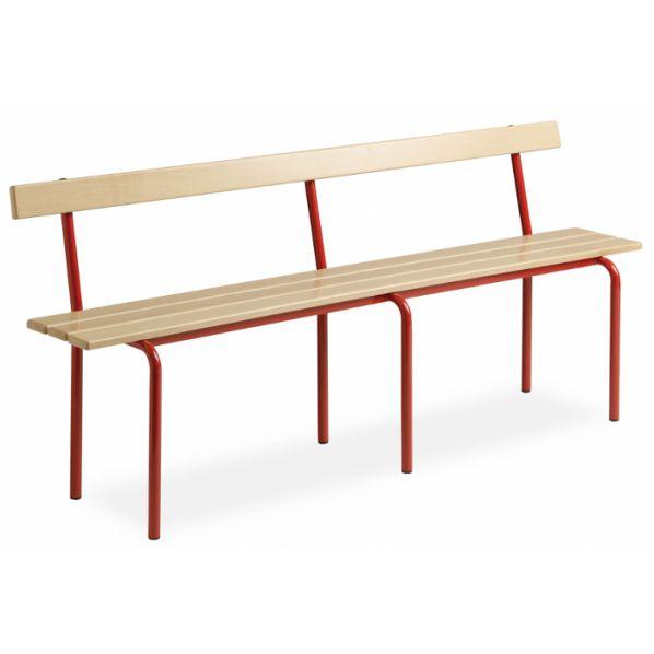 Banc vestiaire avec dossier pieds – 2000 mm Epoxy Rouge_0