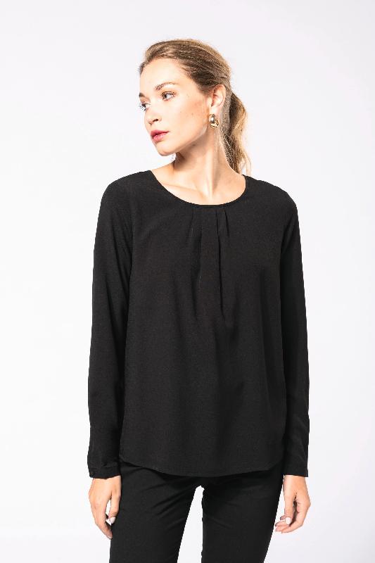 Blouse Crêpe manches longues femme - Réf: K5003 - Kariban - fluide et légère, encolure ronde, tailles et couleurs variées_0