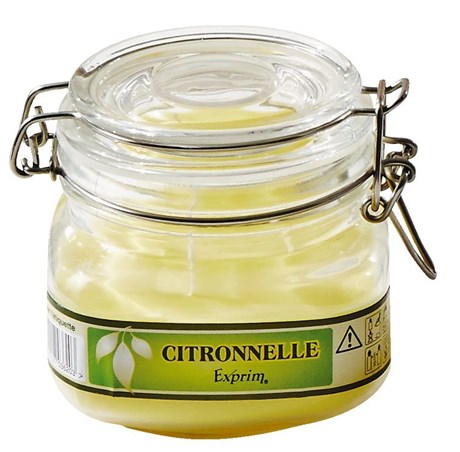 BOUGIE CITRONNELLE DANS BOCAL EN VERRE +/-48H