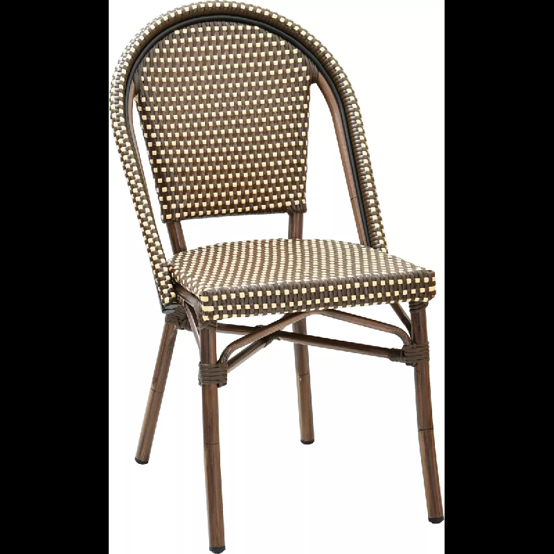 Chaise CLERMONT - aluminium rotin tressage nylon - extérieur bistrot vintage_0