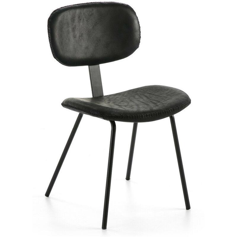 Cuir Chaise Stella cuir de vachette noirsix Chaise De Visiteur chaise chaises en acier inoxydable 