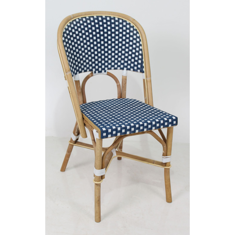 Chaise de terrasse pour usage extérieur sous abris - elysee - rotin bleu et blanc_0