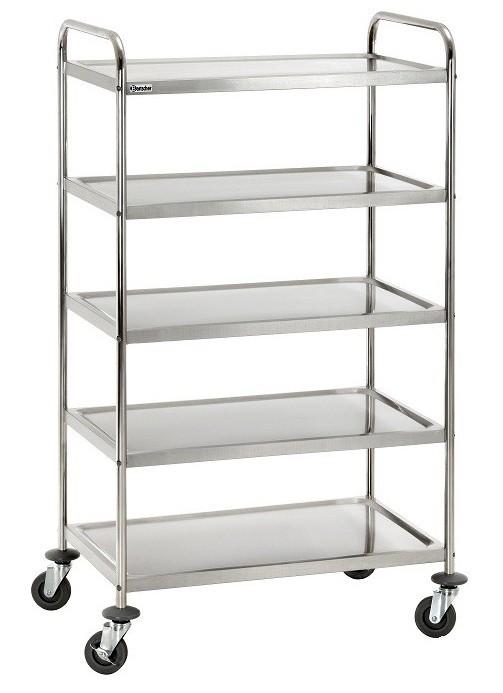 Chariot de transport inox TS500 - 5 plateaux robustes et grande capacité de 150 kg_0