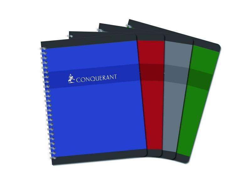 CONQUERANT Lot de 5 Cahier Sept reliure intégrale 17x22, 180p./90 feuilles 70g/m², quadrillé 5x5, coloris assortis (4) - 3020120004044_0