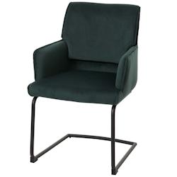 Décoshop26 - Chaise de salle à manger avec accoudoirs assise en tissu vert 04_0006271 - 3000261680420_0