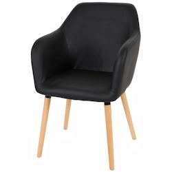 Décoshop26 - Chaise de salle à manger x1 design rétro en PVC noir pieds clairs 04_0002364 - noir 3000274432696_0