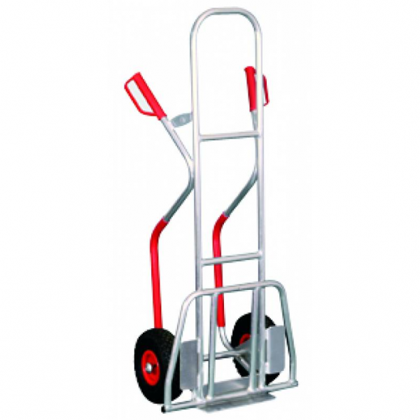 Diable de manutention à dossier haut - bavette rabattable - aluminium - capacité 150 kg - Rolléco_0