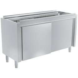 Distform Meuble Inox avec Portes Coulissantes pour Plan de Travail avec Bac Gamme 600 Inox 1600x600x600xmm - 641094575526_0