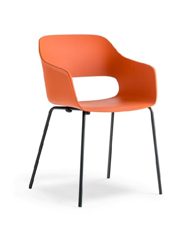 Fauteuil polypropylène Babila - coque coloris variés - piètement acier rond Ø16_0