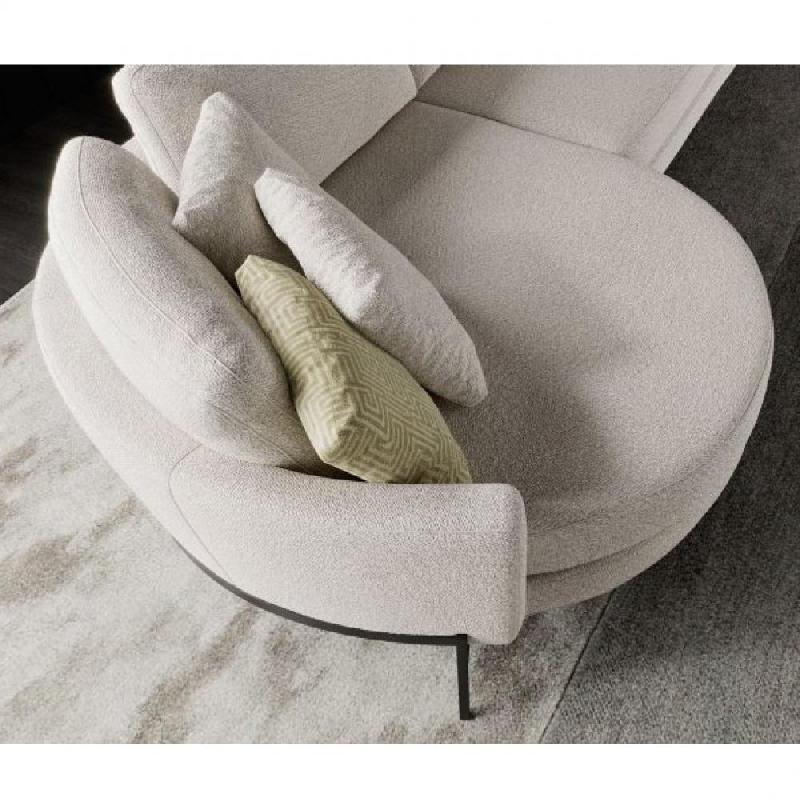 Canapé Hudson OLTA - Blanc cassé beige avec piètement en acier - Structure en bois et mousse haute qualité_0