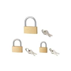 Lot de 3 cadenas BASIC à clé, base 20 - 30 -40 mm, anse acier, 6 clés - SP - doré 3150261502342_0