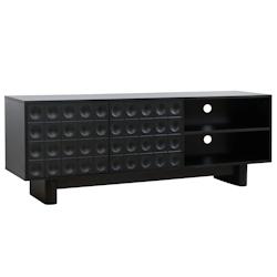 Oviala Business Meuble TV rectangulaire 2 portes L160 cm noir - noir Bois massif 113586_0