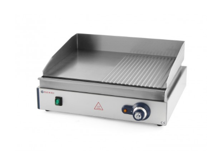 Plancha électrique 220V Hendi - chrome semi-rainurée 52x33x0.9cm - 2400W avec plaque en fer chromé_0
