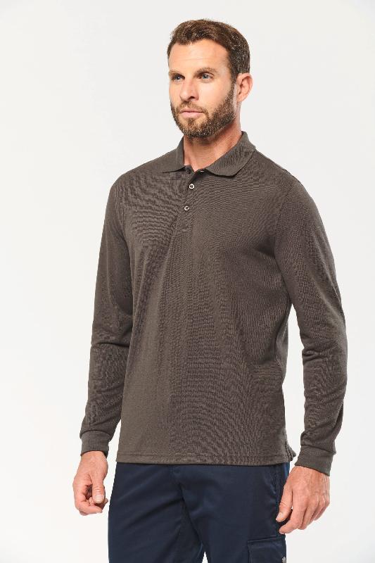 Polo manches longues homme - Réf: WK276 - Coton peigné - Antibactérien et antiboulochage - 65% polyester / 35% coton_0