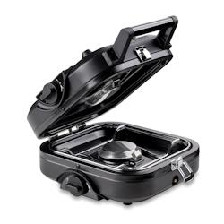 Réchaud gaz 2 feux 4600W pliable Camping KEMPER - noir 8008004114343_0