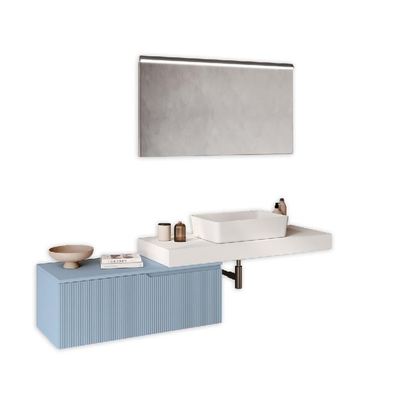 AQA Design Composition de salle de bain en MDF 4 pièces VENERE blanc/bleu tiffany L.190 P.45 H.190 MPVE52-O1-TIF - multicolore Bois manufacturé MPVE_0