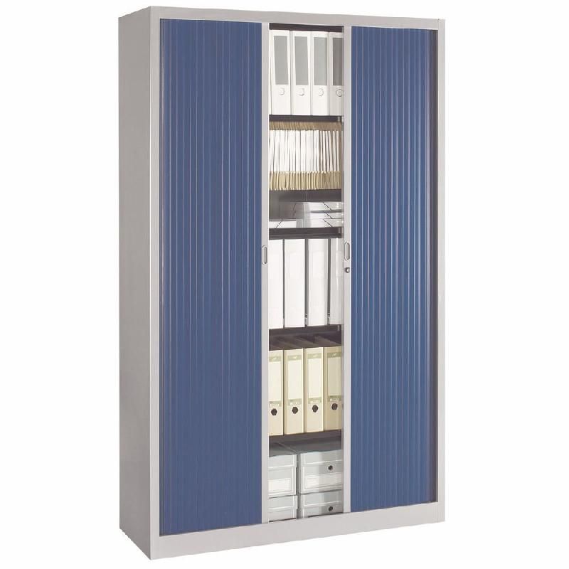 ARMOIRE MÉTAL CLASSTOUT COLOR - A RIDEAUX - L. 120 X H. 198 CM  - CORPS ALUMINIUM  - RIDEAUX BLEU