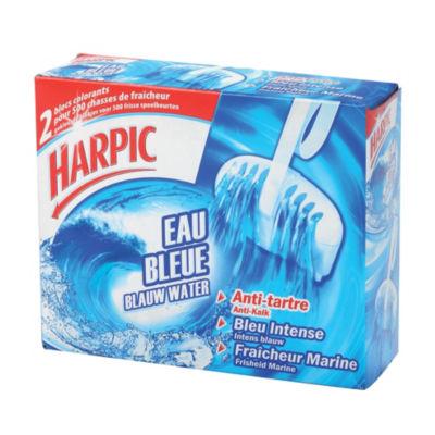 Blocs WC anti-tartre Harpic Eau Bleue parfum marine, lot de 2_0