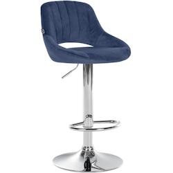 CLP Tabouret de bar Milet velours Bleu/Chrome - bleu textile 322430_0