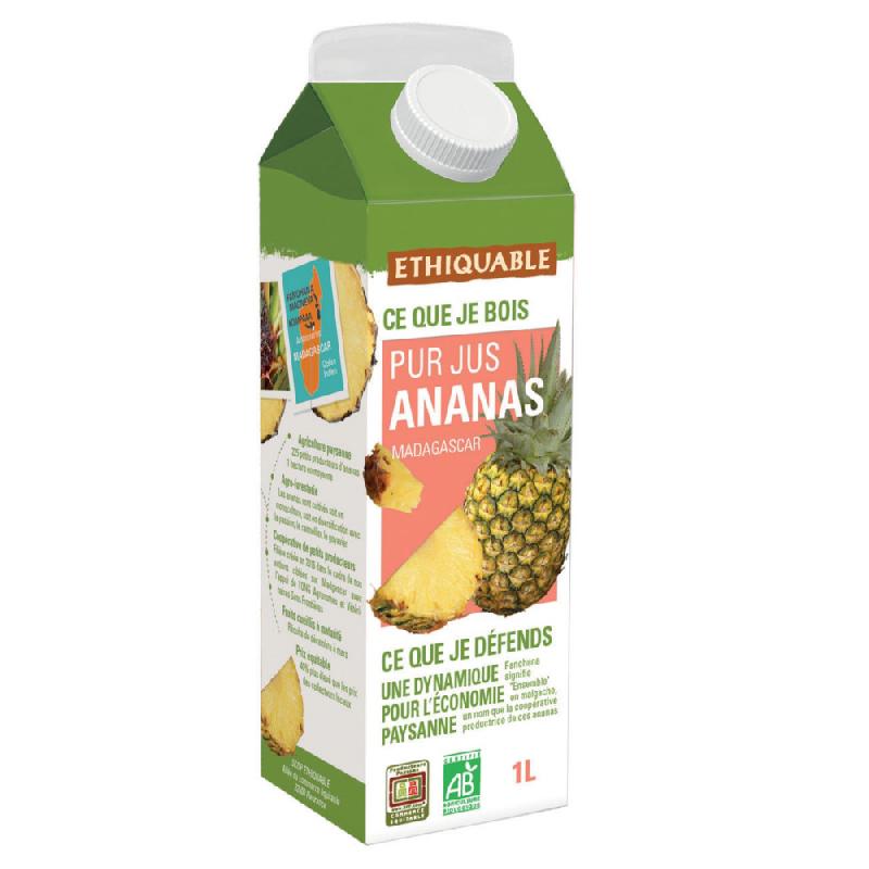 Ethiquable Pur jus d'ananas Bio 1 L - Lot de 8_0