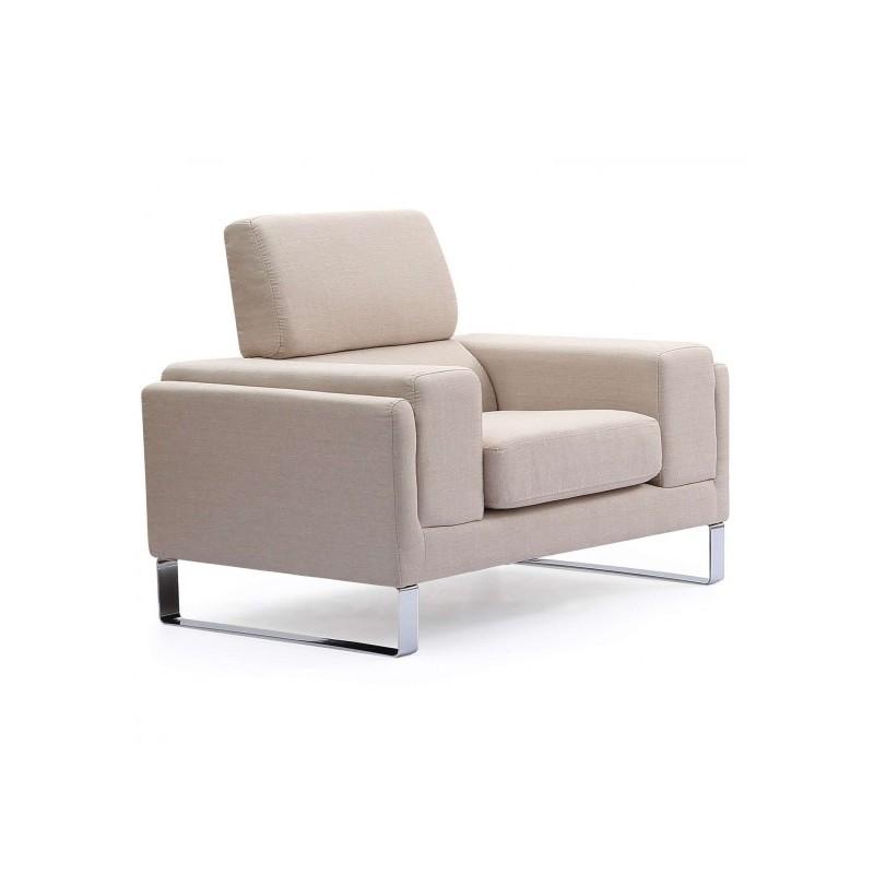 Fauteuil en tissu EZEKIEL 104 cm beige - Design moderne - Paris Prix_0