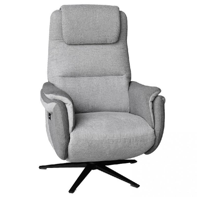 FAUTEUIL RELAX ÉLECTRIQUE ZILIA BI MOTEUR TISSU GRIS CLAIR/GRIS FONCÉ PIÈTEMENT ÉTOILE MÉTAL NOIR_0