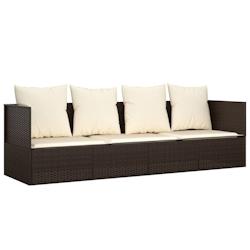 Helloshop26 - Lit de salon d'extérieur 203 x 58 x 56 cm avec coussins marron résine tressée 02_0012017 - 3000659847763_0