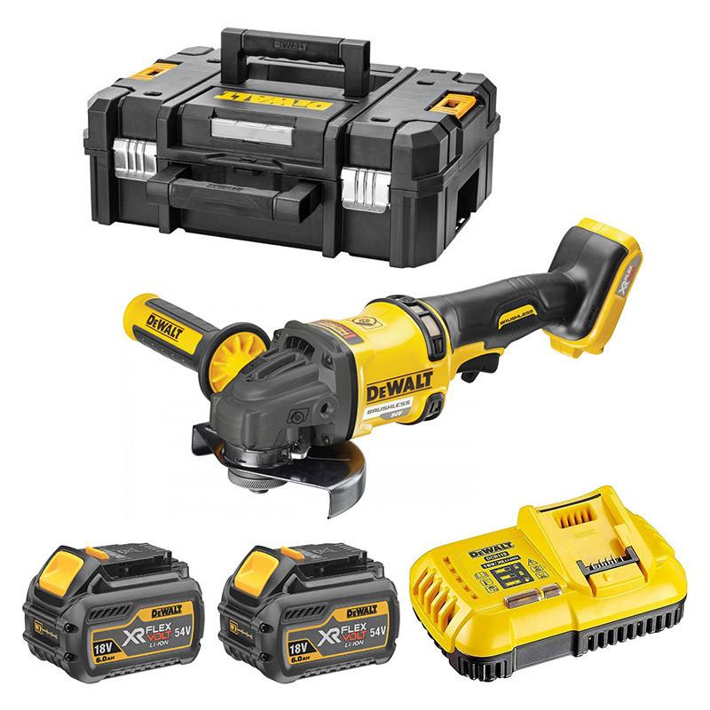 Meuleuse 2.0 54 Volts (2x6 Ah) XR FLEXVOLT sans charbon 125 mm DEWALT | DCG418T2_0