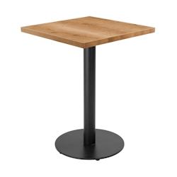 Oviala Business Table à manger carrée 60 cm pied noir et revêtement bois clair - marron acier 113160_0