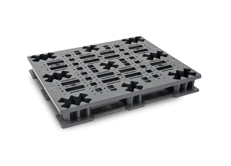 Palette plastique 1200x1000 emboîtable – pour exportation et stockage – PP recyclé – charges statiques 2000kg et dynamiques 800kg_0