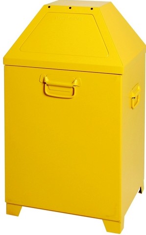 Poubelle de tri auto-extinguible 95 litres - Non-feu - Acier zingué haute qualité - 2 trappes avec fermeture automatique_0