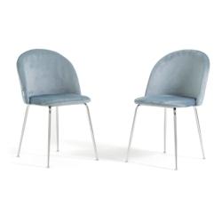 RATTATAN Lot de 2 chaises en velours avec pieds en métal, design élégant pour cuisine, salle à manger, bar ou restaurant – Sara – Bleu ciel/Ar_0