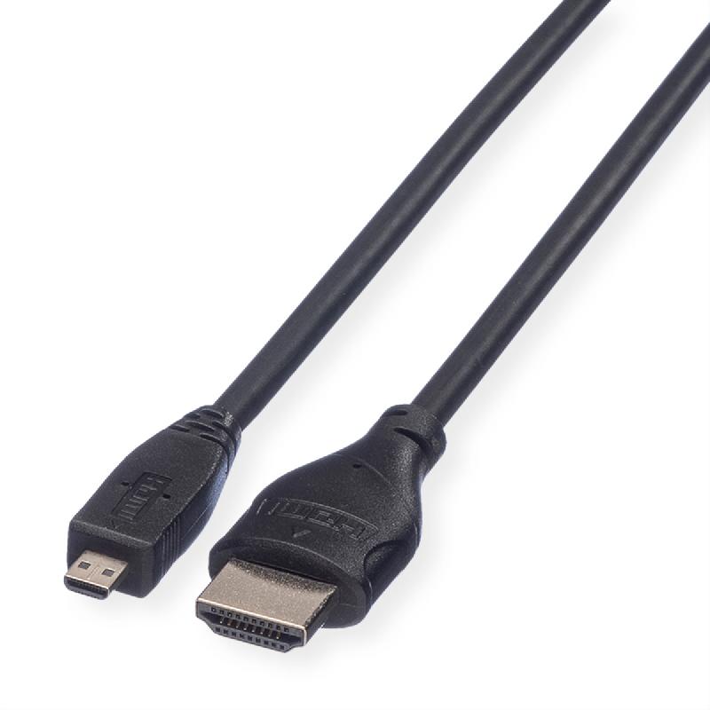 Roline câble hdmi high speed avec ethernet, hdmi m - micro hdmi m, 2 m_0