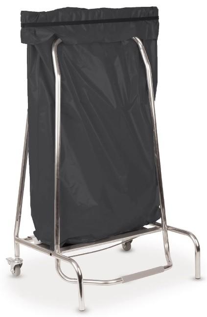 Support de sacs poubelle 80 litres - à pédale robuste en acier inoxydable avec roulettes_0