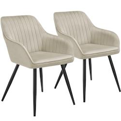 TecTake GmbH tectake Lot 2 chaises de salle à manger en velours matelassées crème - 405728 - beige acier 405728_0