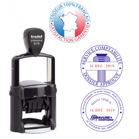 Tampon dateur Trodat Metal Line 5415/2 - Empreinte ronde 3 + 3 lignes - Ø 45 mm - Référence 017-trodat-metal-line-54152_0