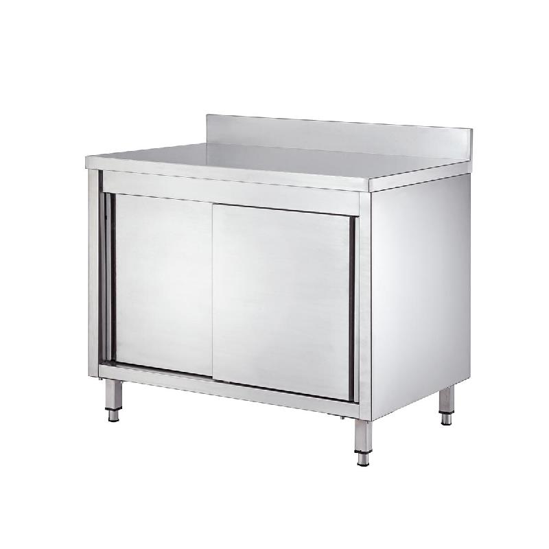 Vaiotec EASYLINE Armoire de travail 700 / 2 portes coulissantes & rebord L:1600 - argenté inox 10178_0