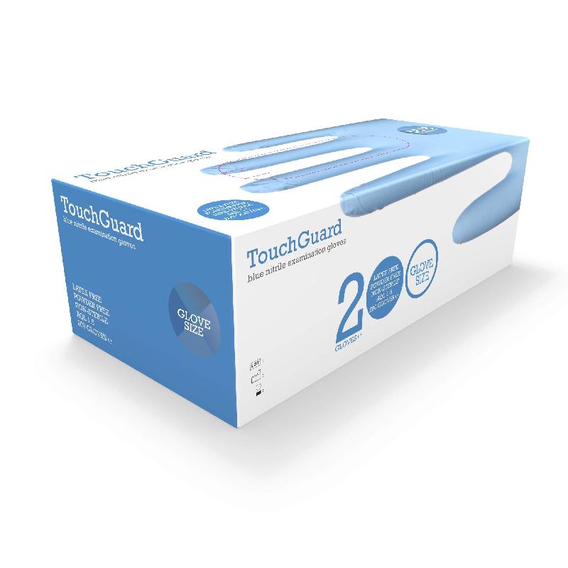 TOUCHGUARD - Gants à usage unique en nitrile bleu non-poudrés - Sensibilité tactile et taille S - Boîte de 200 gants_0