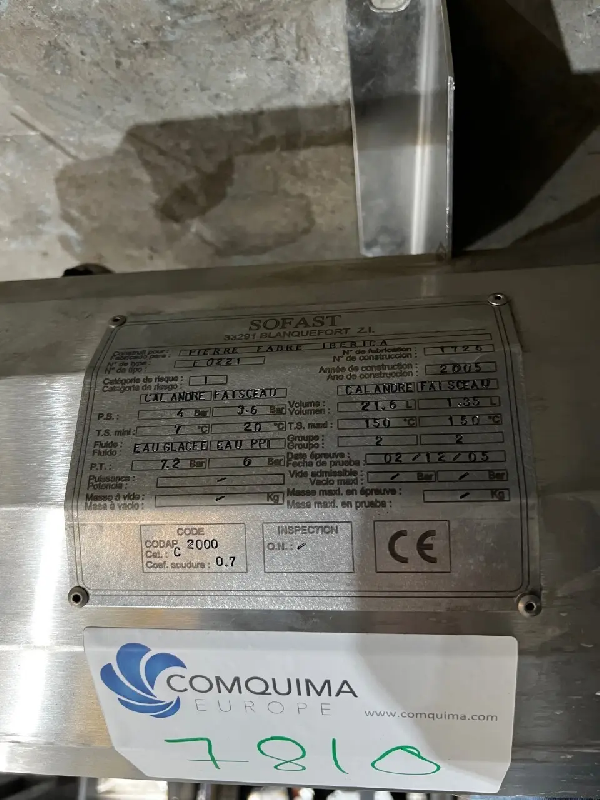 Échangeur tubulaire isolé thermiquement inox sofast 0.71 m² d'occasion - Référence : C7810 - Capacité 1.35L_0