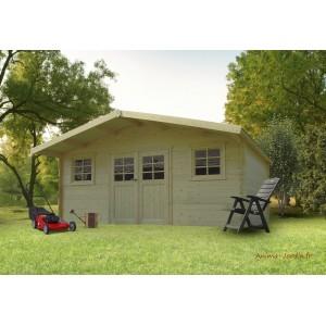 Abri de jardin en bois 28mm - Douai, 13m² - S8309 sans plancher avec double porte et sécurité enfant_0