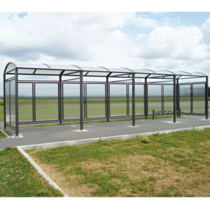Abri vélo voûte 2,5 m avec structure en acier, toiture en polycarbonate alvéolaire et éclairage LED_0